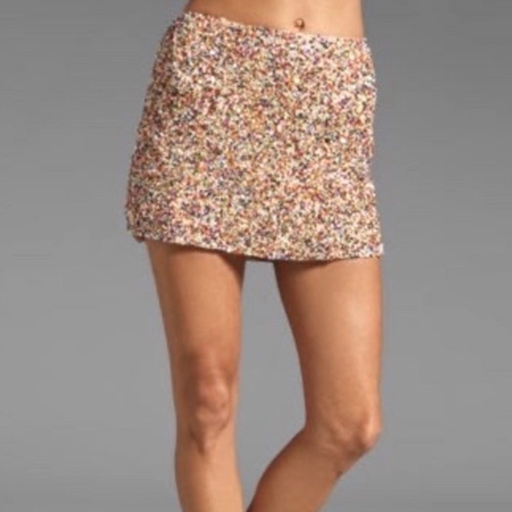 Parker Beaded multi color mini skirt sequin a line